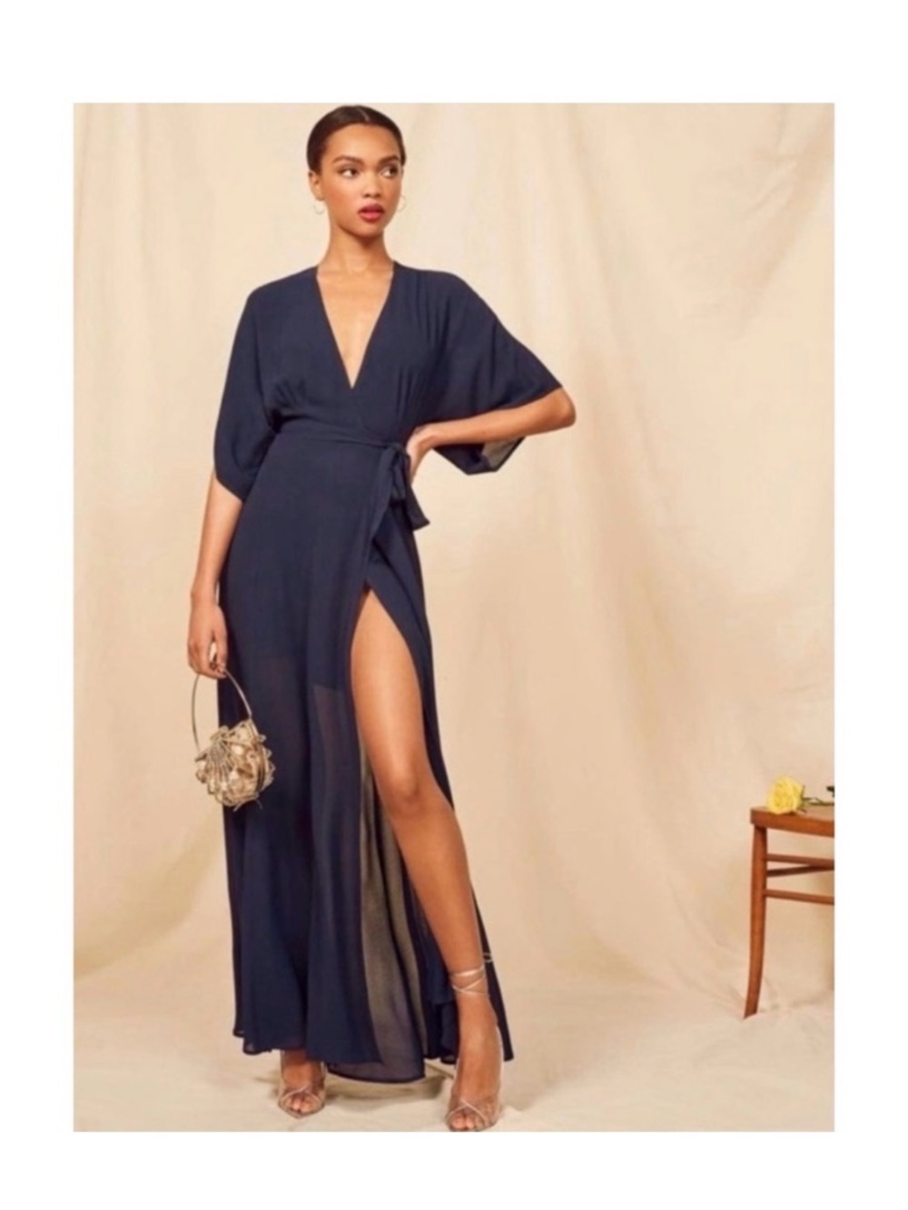 Reformation Navy Winslow Sheer Dress Sz Small
